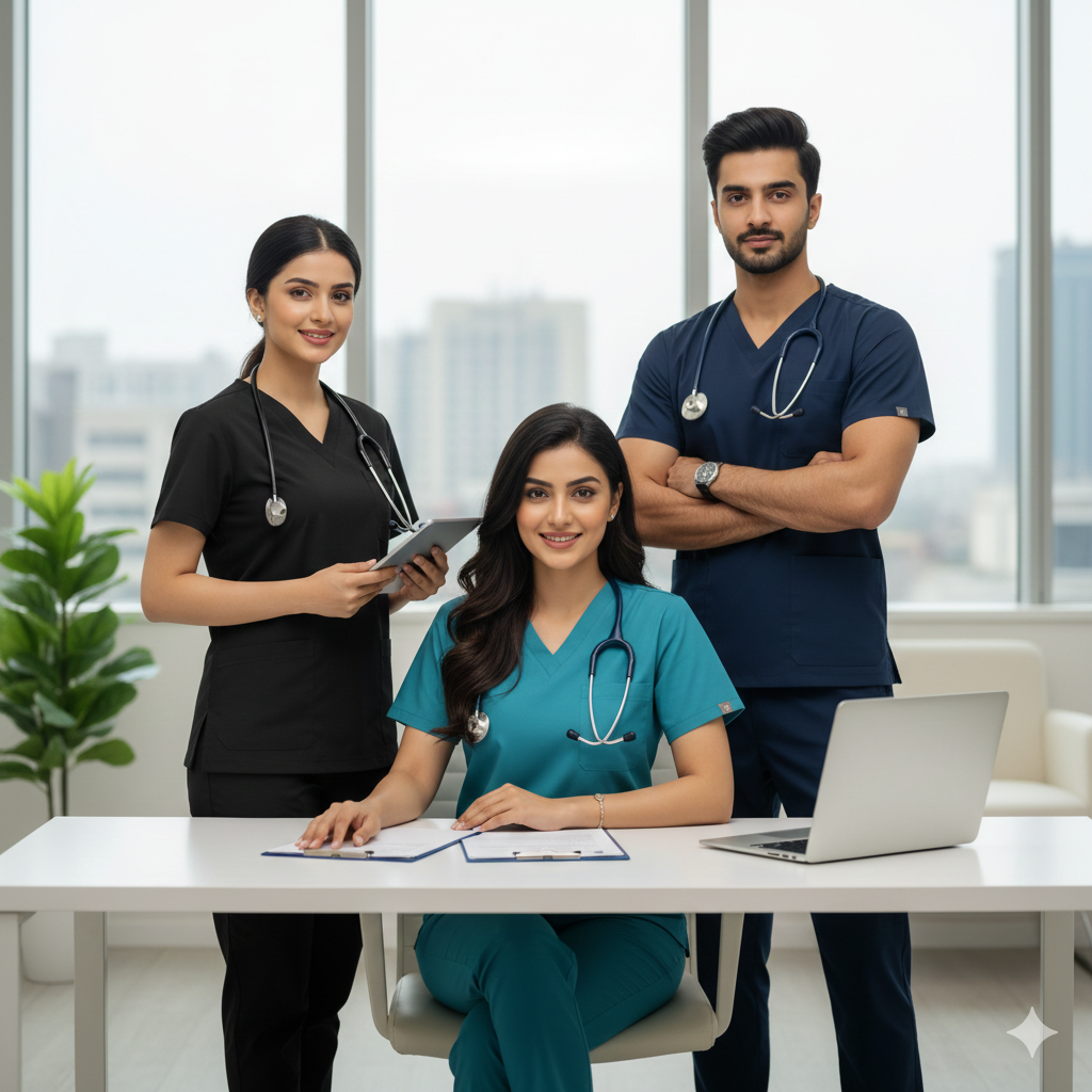 Premium Gray Scrub Set – CoreFit by Medwear Fit (Top + Trouser)